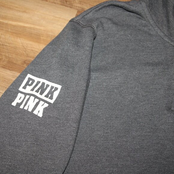 PINK * Victoria's Secret Gray Size SMALL Half Zip Mock Neck Sweatshirt - Picture 5 of 8